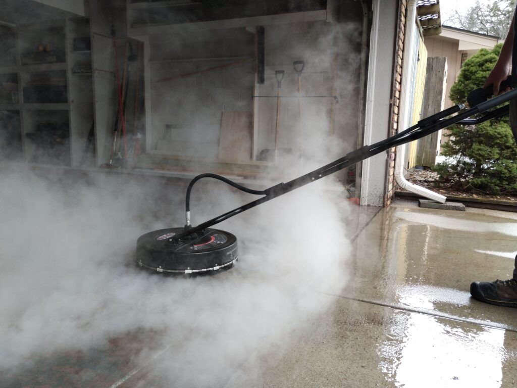 Hot Water Pressure Washing - Steam Cleaning Garage Floor